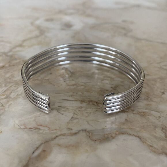 Solid 925 Sterling Silver Cuff Bracelet- 23g - Picture 3 of 10
